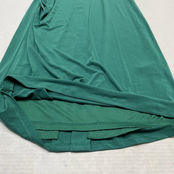 London Times Dress Womens 10 Green Jersey Knit Ruched Side Midi Holiday Event - Picture 7 of 10